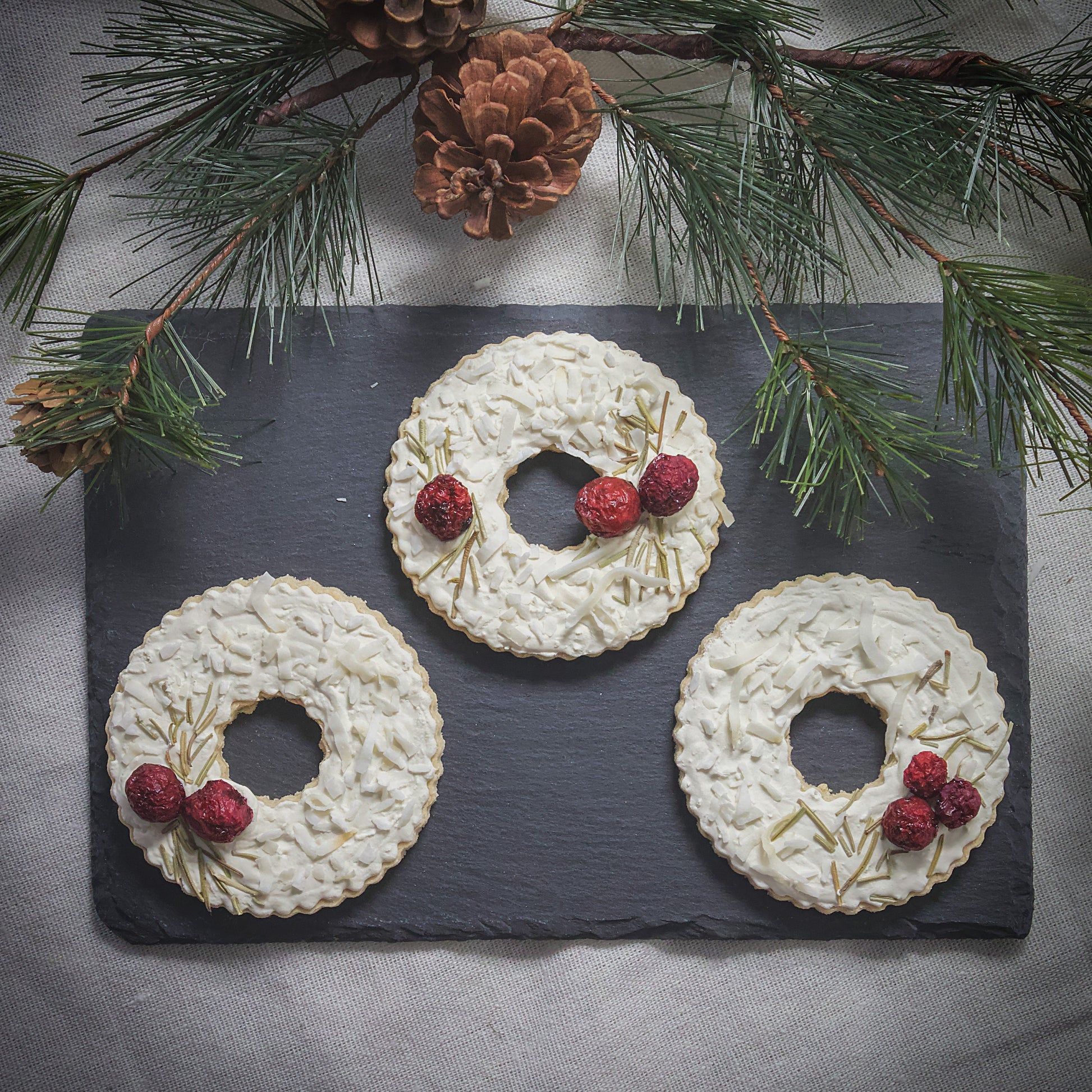 Holiday Wreath Treat- 3 Crunchy Peanut Butter, Coconut Wreaths, Cute Winter Treat