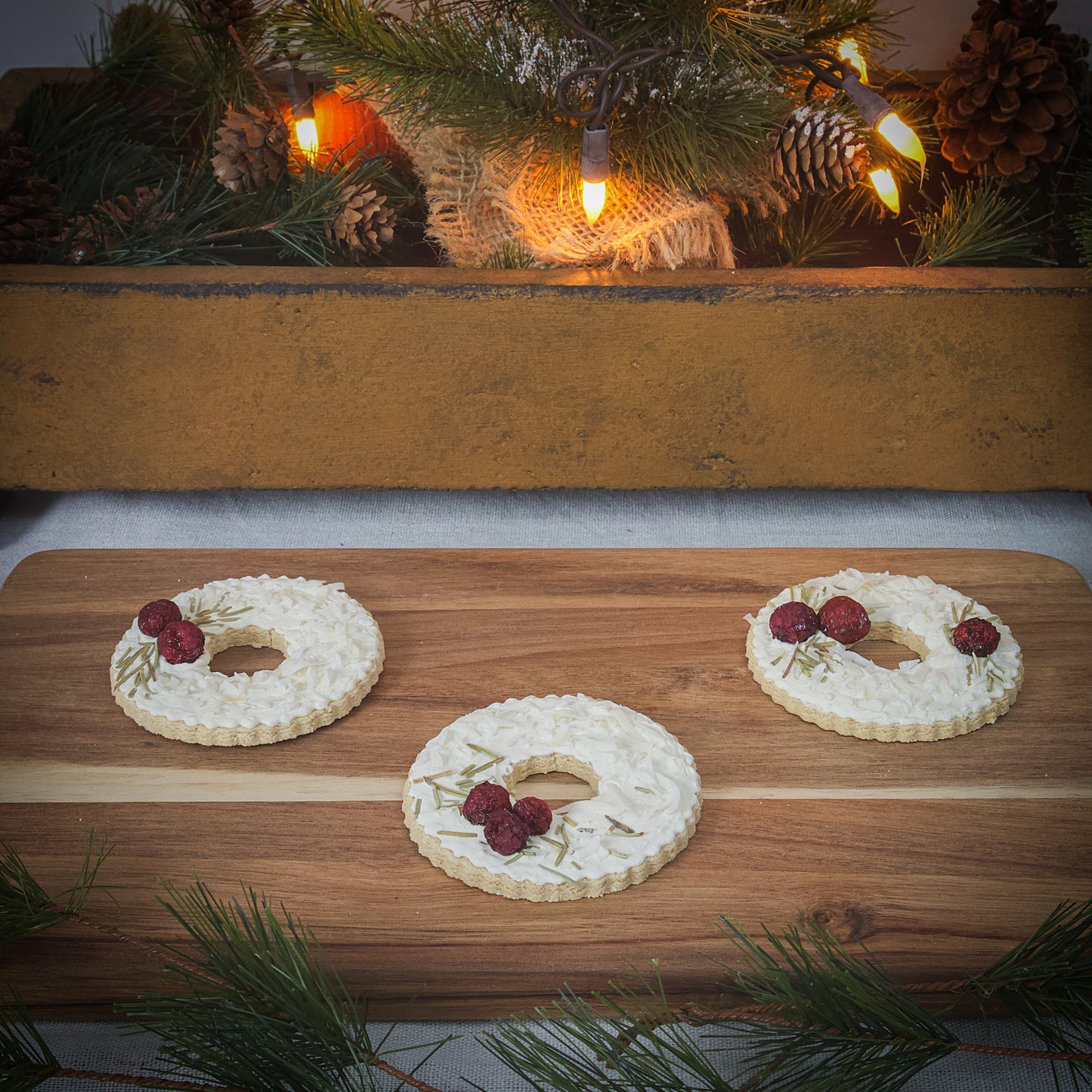 Holiday Wreath Treat- 3 Crunchy Peanut Butter, Coconut Wreaths, Cute Winter Treat