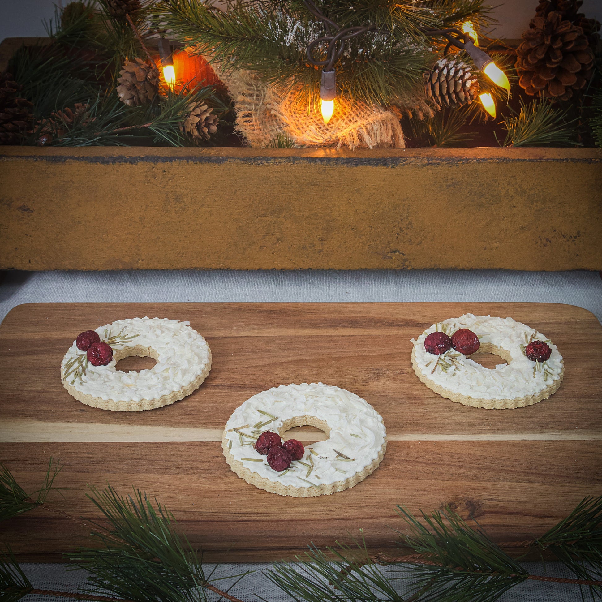 Holiday Wreath Treat- 3 Crunchy Peanut Butter, Coconut Wreaths, Cute Winter Treat