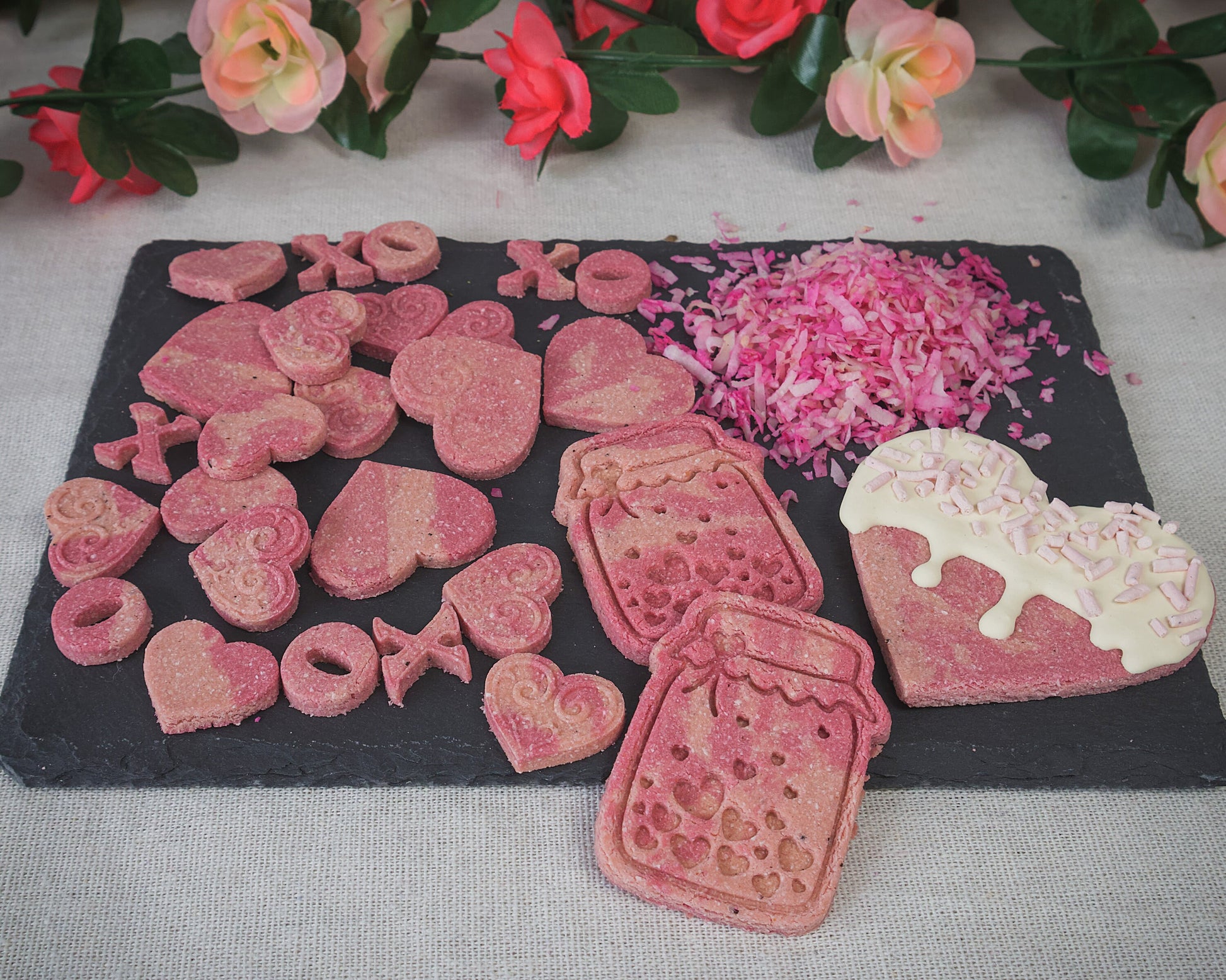 Valentine’s Treat Box- Dog Treat Pack for Enrichment Creations, Mini Treats, Medium Treats, Sprinkles