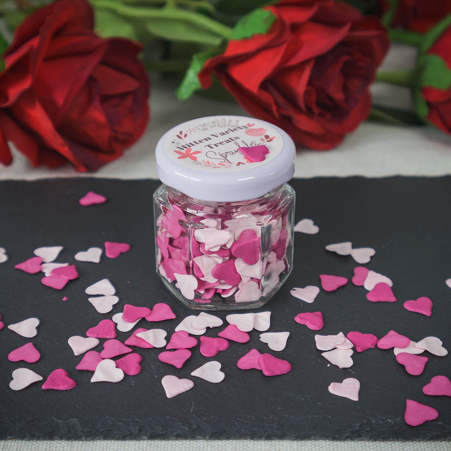 Heart Sprinkles for Dogs- Yogurt Based, Red Radish and Pitaya, Valentine’s Day Treat