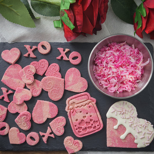 Valentine’s Treat Box- Dog Treat Pack for Enrichment Creations, Mini Treats, Medium Treats, Sprinkles