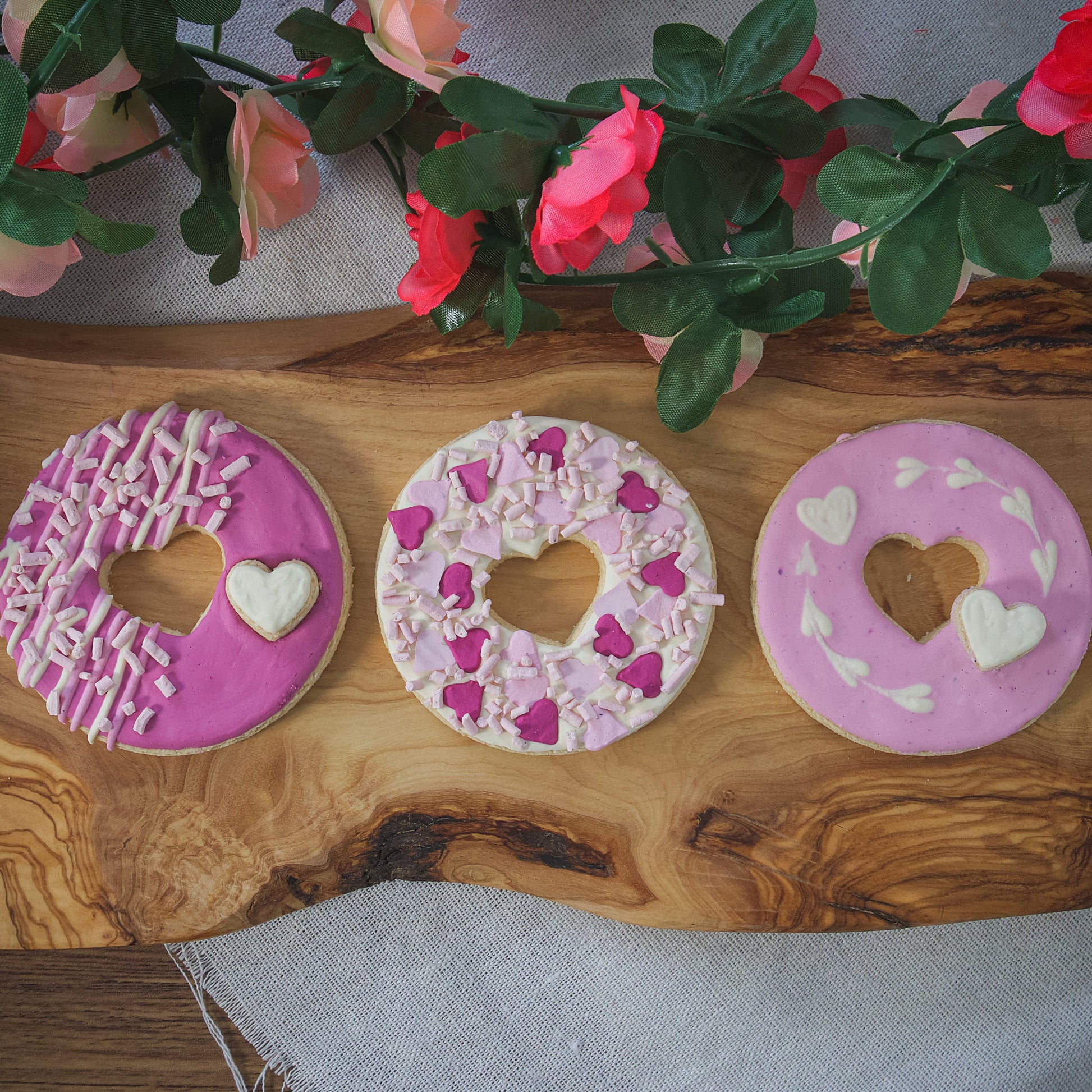 SweetHeart Donuts - 3 Crunchy Peanut Butter, Heart Donuts, Cute Valentine’s Treat