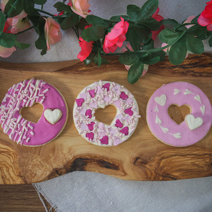 SweetHeart Donuts - 3 Crunchy Peanut Butter, Heart Donuts, Cute Valentine’s Treat