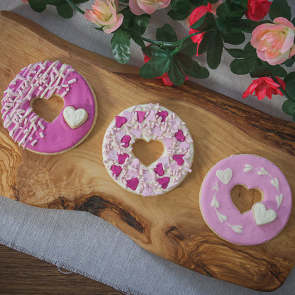 SweetHeart Donuts - 3 Crunchy Peanut Butter, Heart Donuts, Cute Valentine’s Treat