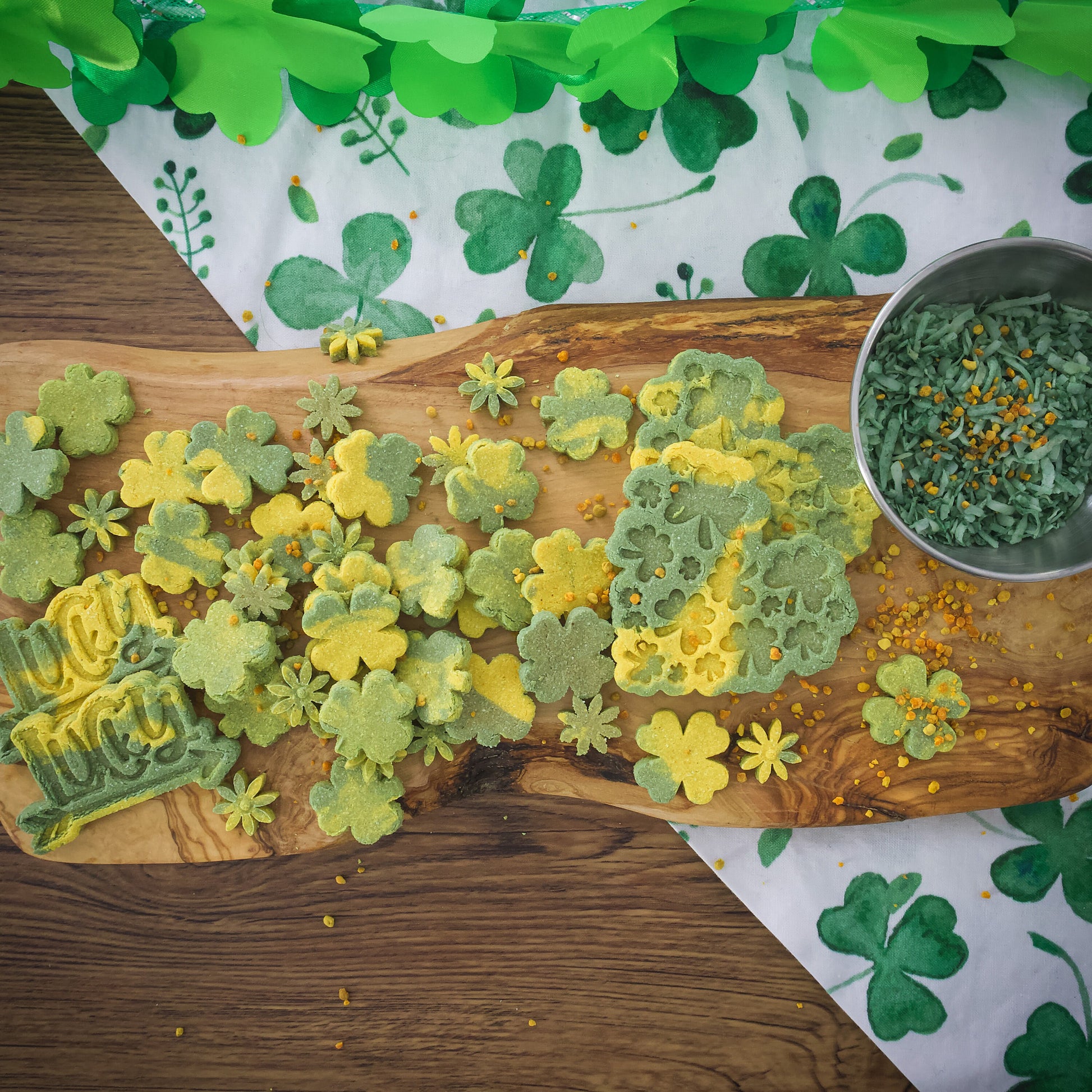 St. Patrick’s Day Treat Box- Dog Treat Pack for Enrichment Creations, Mini Treats, Medium Treats, Sprinkles